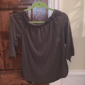 Green off the shoulder shirt